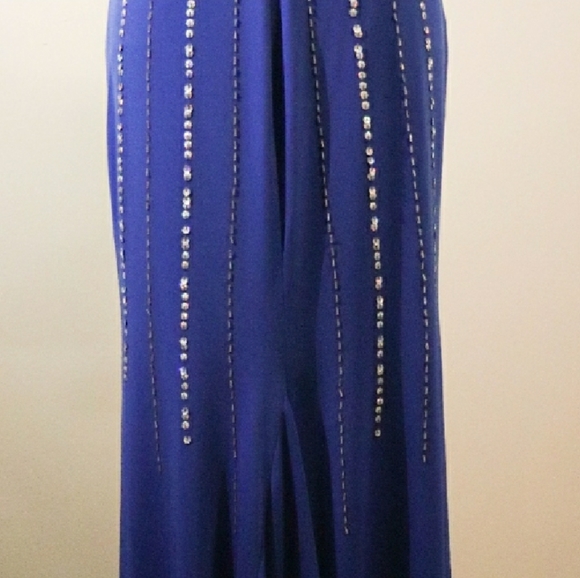 Royal Blue Beaded Sequin Formal Dress 13J - Picture 4 of 5